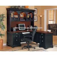 Black wooden bookshelf with computer table for home office