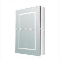 Modern illuminated bathroom mirror cabinet with touch sensor 165 degree soft close hinge high quality LED living room cabinet