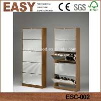 New design Stunning white melamine chipboard wooden shoe cabinet with mirror